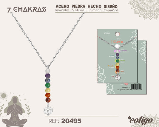 Collar 7 Chakras con piedra natural y Acero