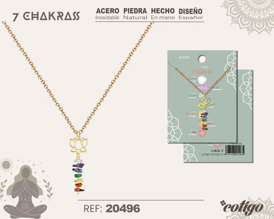 Collar 7 Chakras con piedra natural y Acero