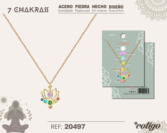 Collar 7 Chakras con piedra natural y Acero