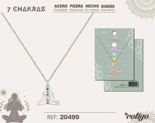 Collar 7 Chakras con piedra natural y Acero