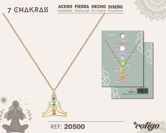 Collar 7 Chakras con piedra natural y Acero