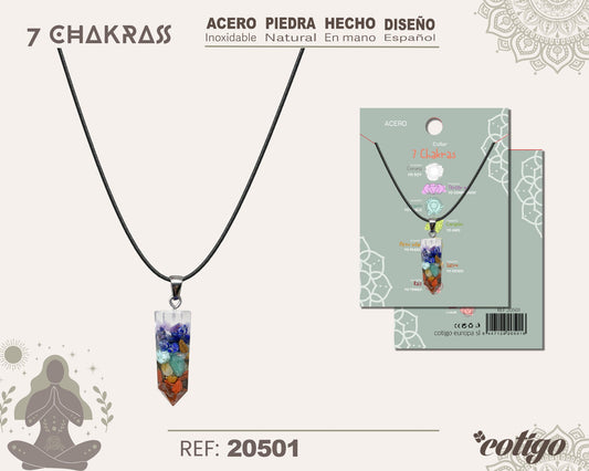 Collar 7 Chakras con piedra natural y Acero