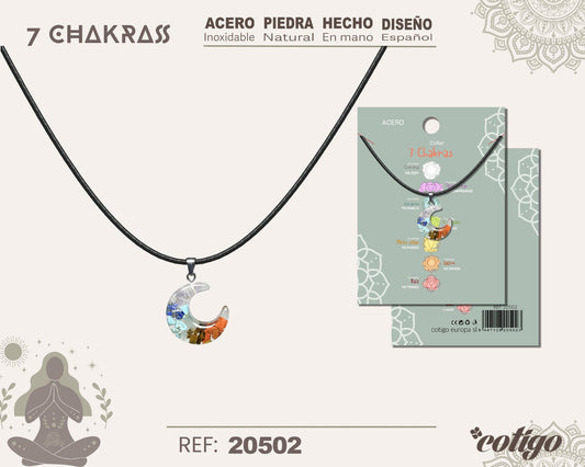 Collar 7 Chakras con piedra natural y Acero