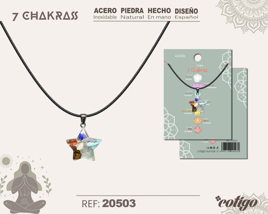 Collar 7 Chakras con piedra natural y Acero