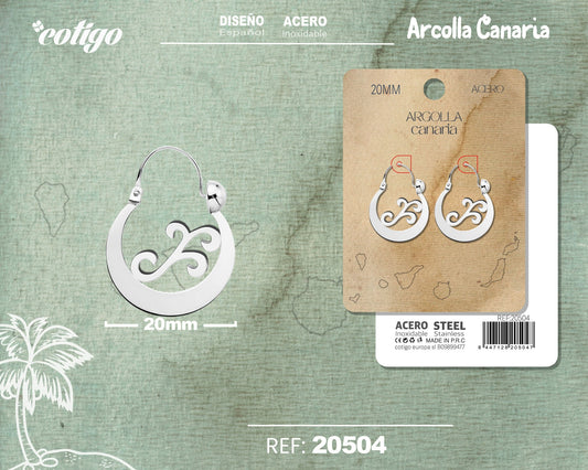 Argolla canaria 20mm Acero color Platrado