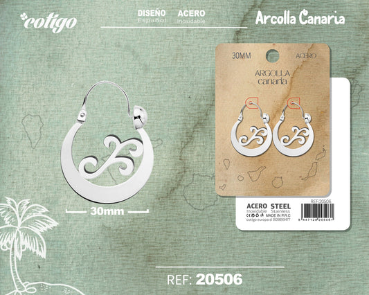 Argolla canaria 30mm Acero color Platrado