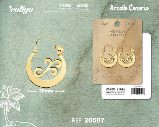 Argolla canaria 30mm Acero color Dorado