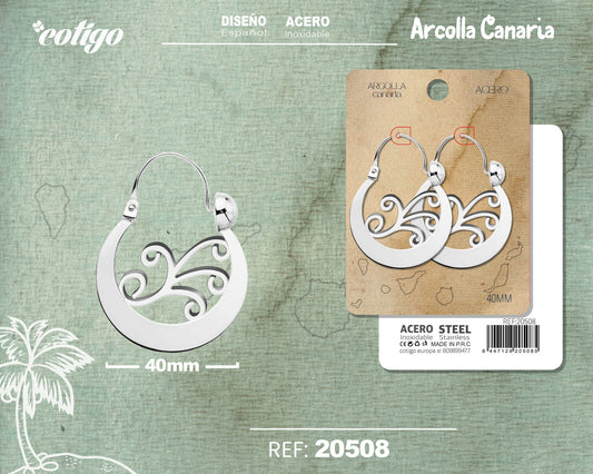 Argolla canaria 40mmAcero color Platrado