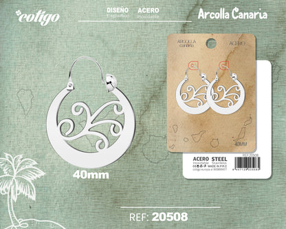 20508 Argolla canaria 40mmAcero color Plateado
