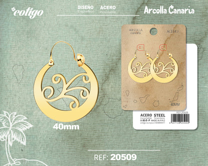 20509 Argolla canaria 40mmAcero color Dorado