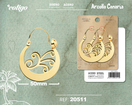 Argolla canaria 50mmAcero color Dorado