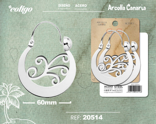 Argolla canaria 60mm Acero color Platrado