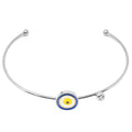Brazalete Ojo Turco Central en Acero Inoxidable en acabado plateado – vista principal del diseño ojo turco central