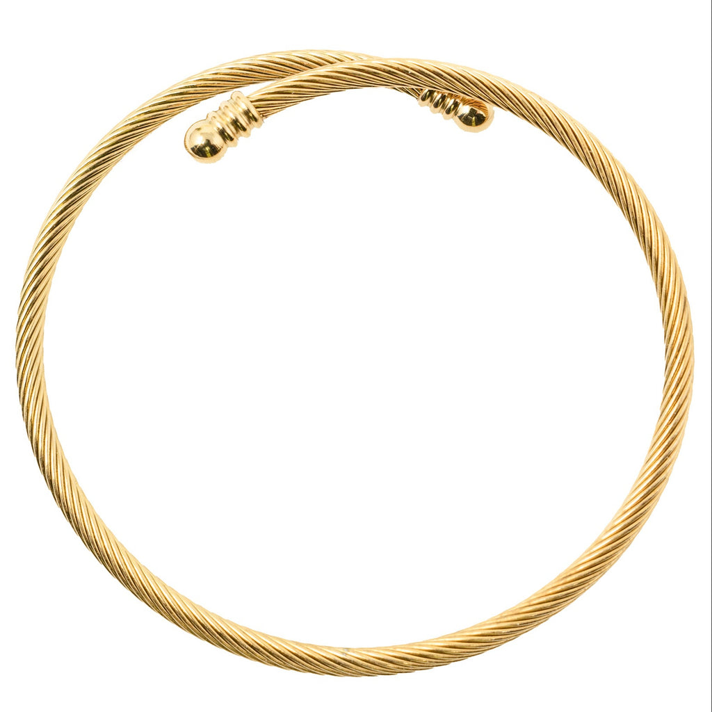 Brazalete Malla Flexible en Acero Inoxidable en acabado dorado – vista principal del diseño malla flexible