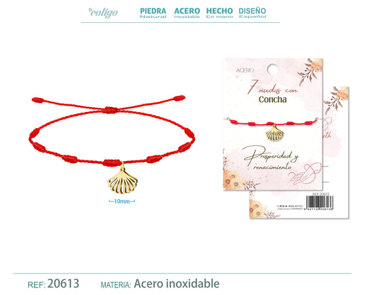 Pulsera 7 nudos con Concha color Dorado