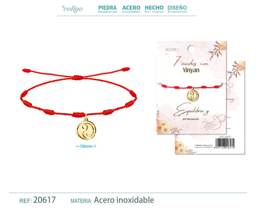 Pulsera 7 nudos con Yinyan color Dorado