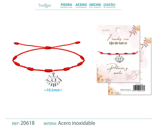 Pulsera 7 nudos con Ojo turco color Plateado