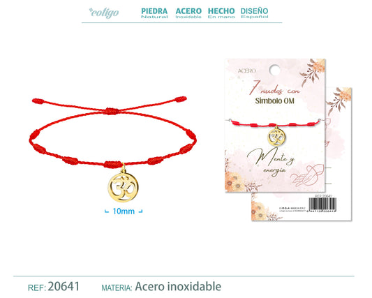 Pulsera 7 nudos con Simbolo OM color Dorado