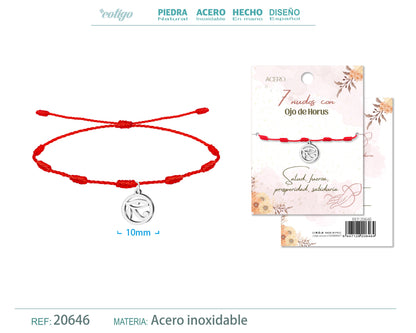 Pulsera 7 nudos con Ojo de Horus color Plateado