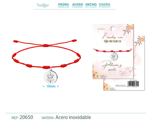 Pulsera 7 nudos con Ojo turco color Plateado