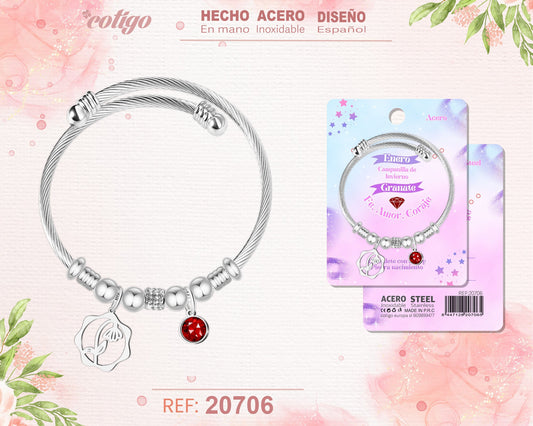 Brazalete Acero para Mes nacimiento Enero