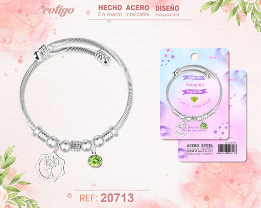 Brazalete Acero para Mes nacimiento Agosto
