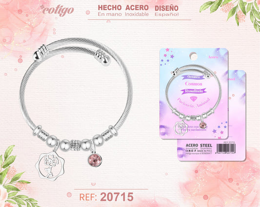 Brazalete Acero para Mes nacimiento Octubre