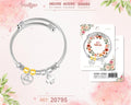 Pulsera de acero inoxidable estilo cable trenzado con el nombre Silvia, colgante de corazón y trébol de la suerte.