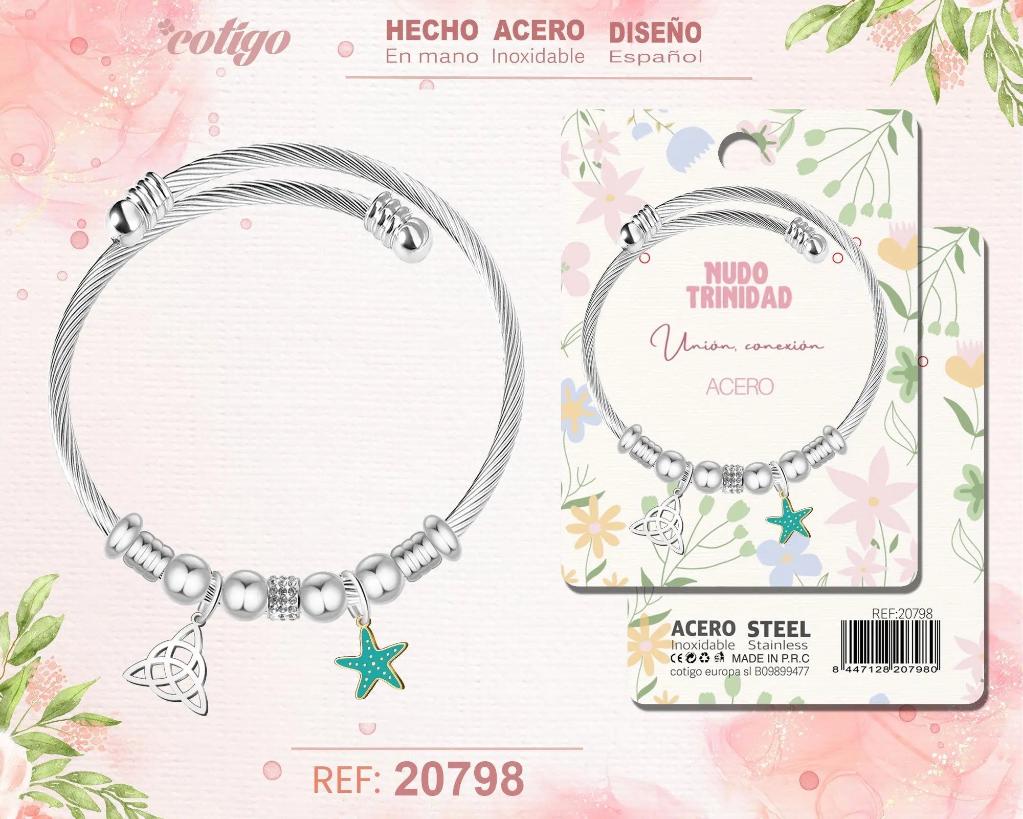 Brazalete Acero con: Nudo Trinidad - cotigo
