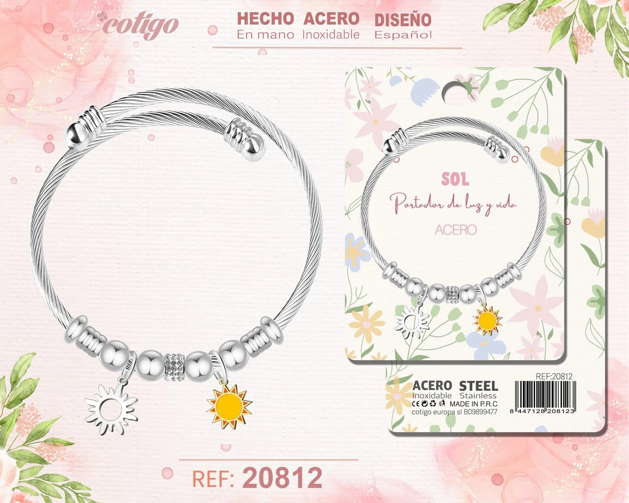 Brazalete Acero con: Sol - cotigo