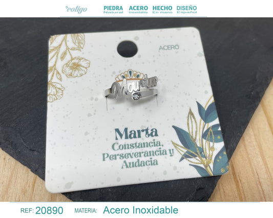 Anillo Nombre Marta Acero Color Plateado