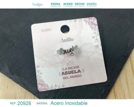 Anillo para Abuela Acero color Plateado