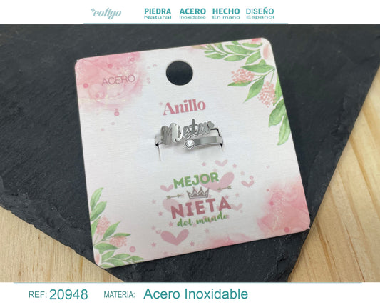 Anillo para Nieta Acero color Plateado