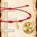 Pulsera 7 Nudos Hilo Rojo con Cruz de las Catacumbas Dorada acabado