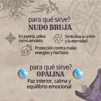 Anillo Nudo de Bruja con Opalina en Acero Plateado - cotigo