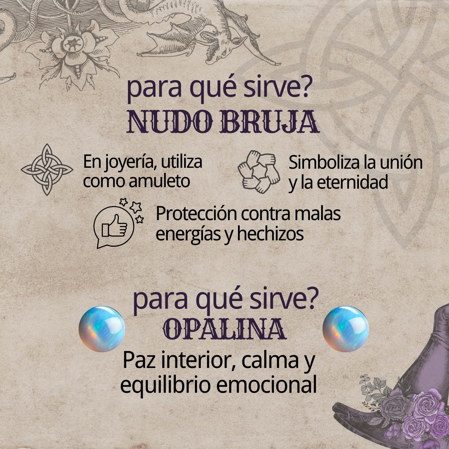 Anillo Nudo de Bruja con Opalina en Acero Plateado - cotigo