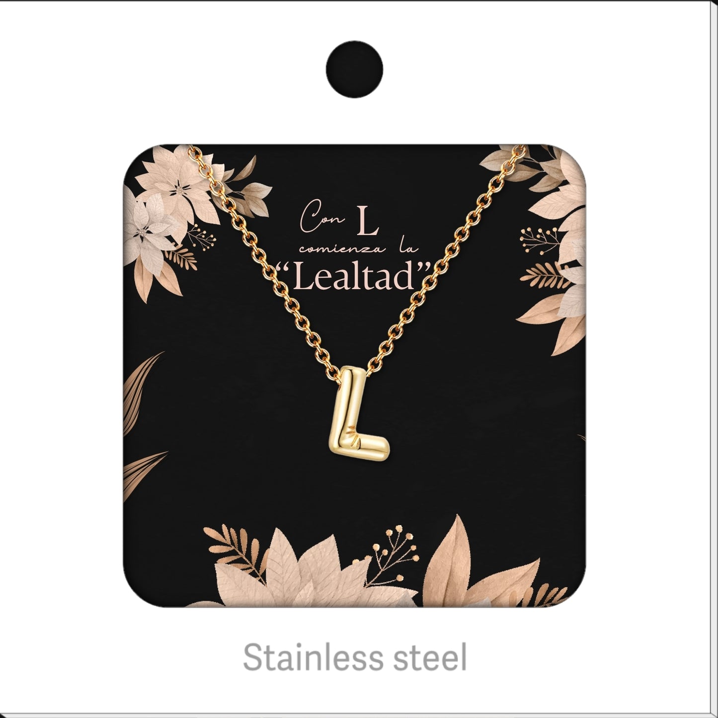 Collar Letra Inicial Acero Inoxidable con Tarjeta diseñado y Caja de Regalo, Regalo para Cumpleaños, Navidad, Día de Madera, San Valentín