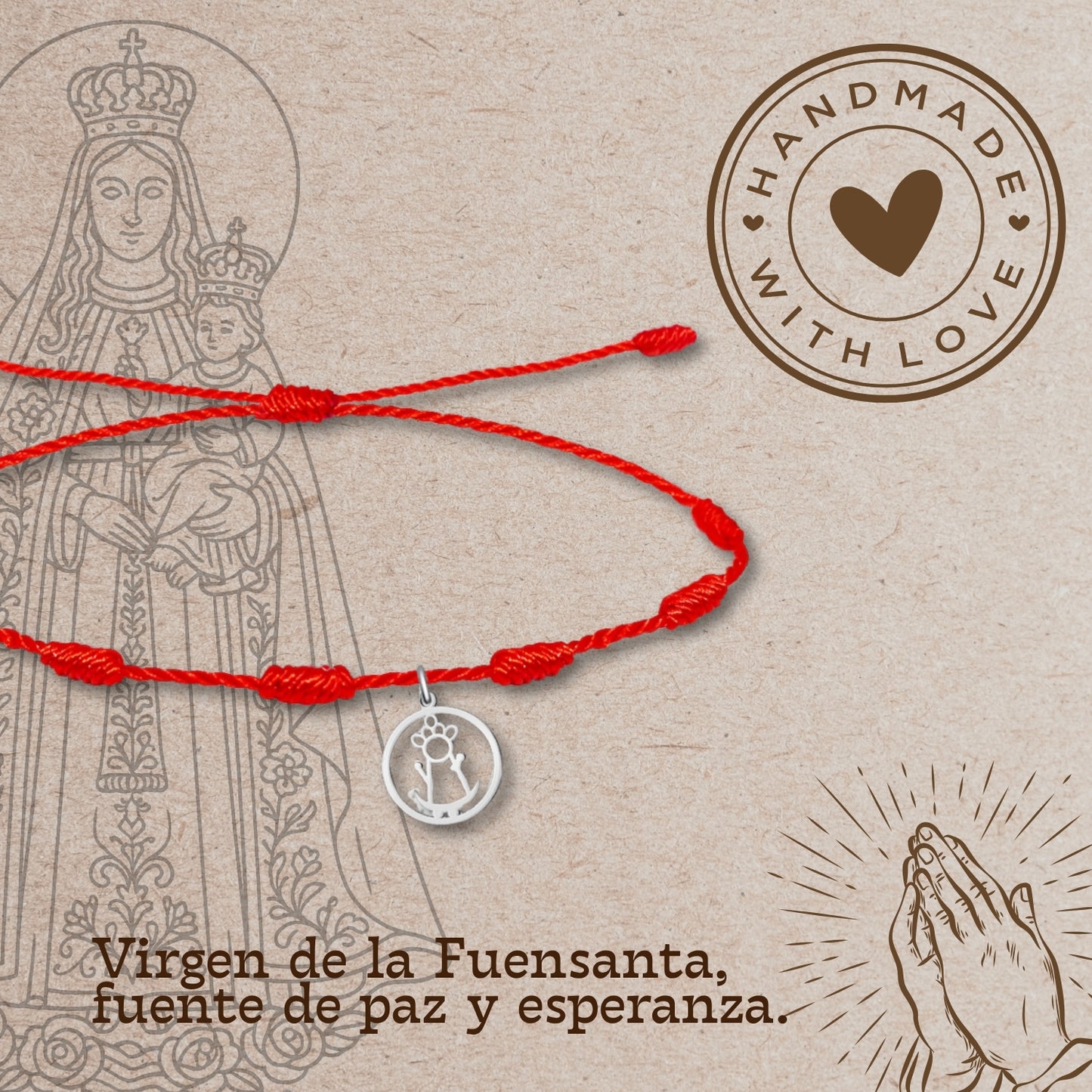 Pulsera 7 nudos con Virgen de la Fuensanta Acero Plateado