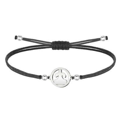 Pulsera Hilo Con Idolo de Tarra Acero Plateado