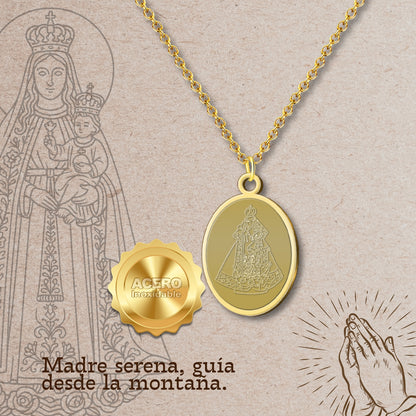 Colgante Virgen de la Fuensanta Acero Dorado