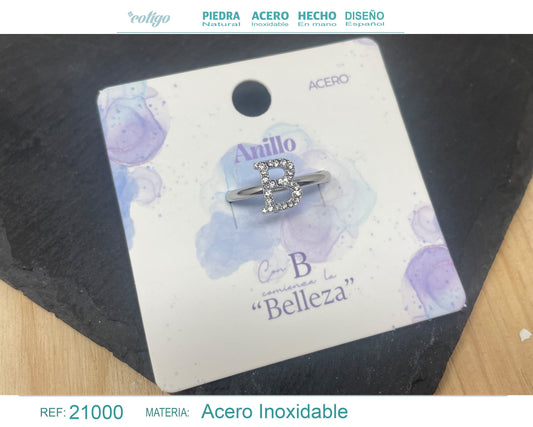 Anillo B Acero color Plateado