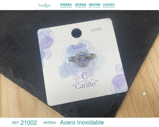 Anillo C Acero color Plateado