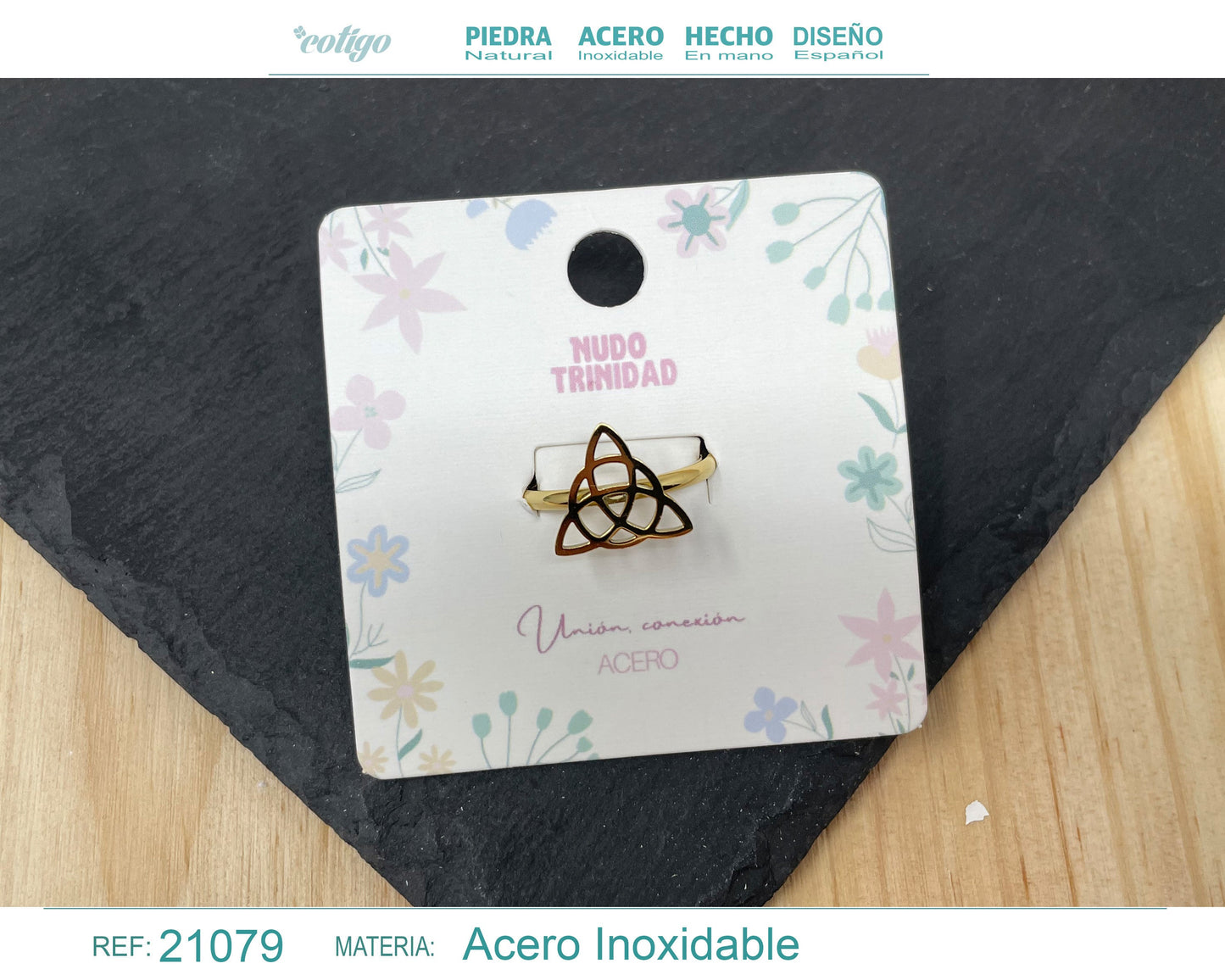 Anel TRINITY KNOT Aço dourado
