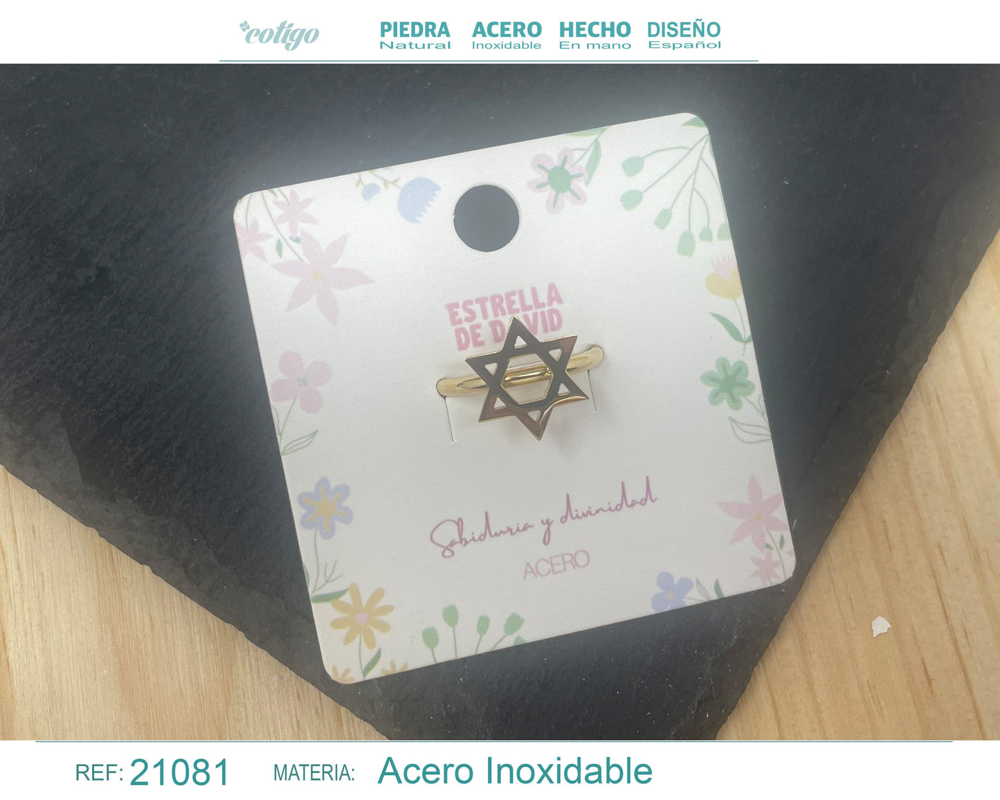 Anel ESTRELA DE DAVID Aço dourado