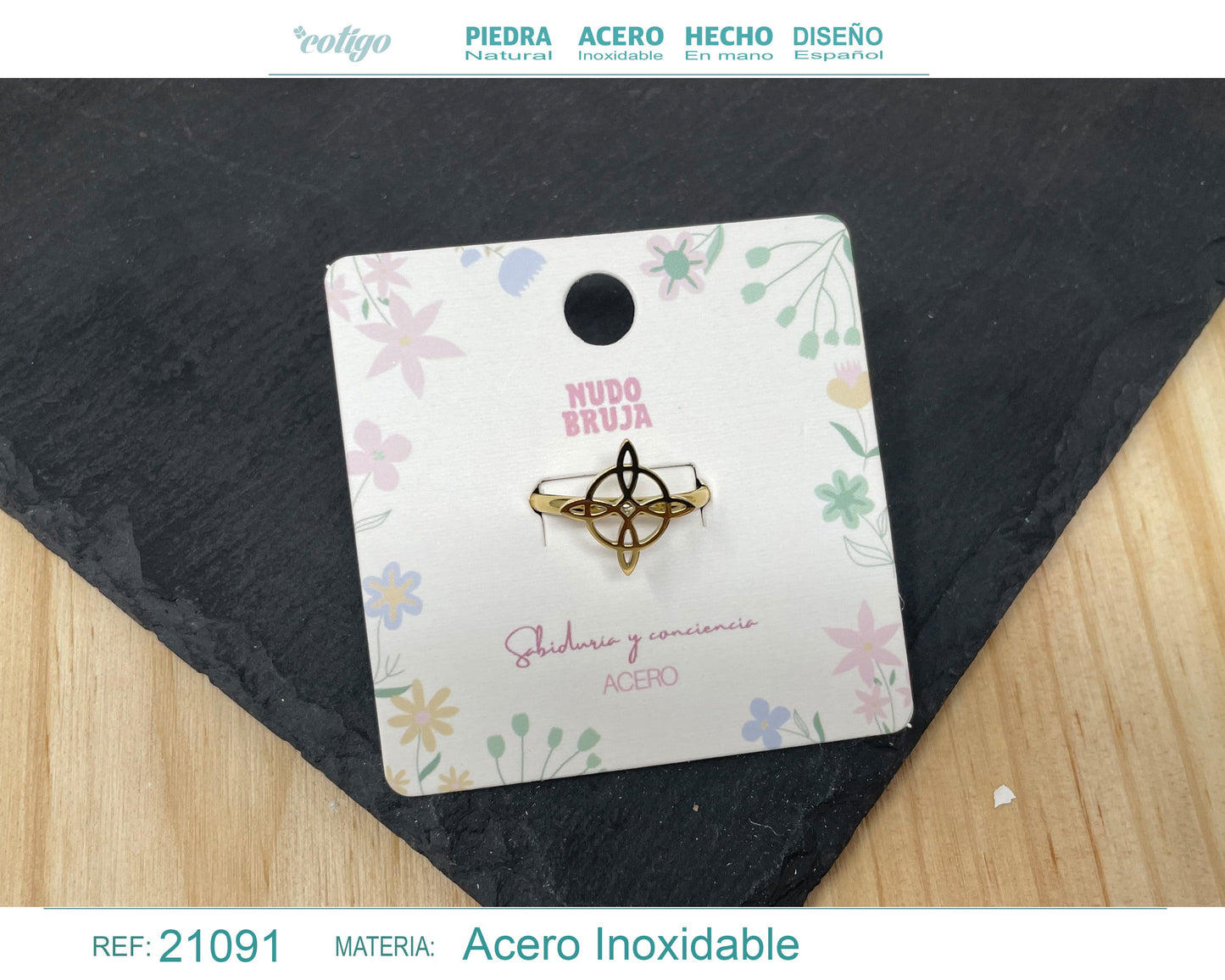 Anel WITCH KNOT Aço dourado