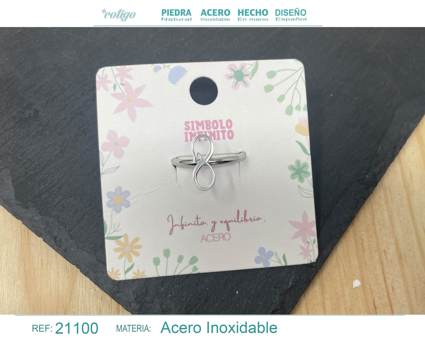 Anel SÍMBOLO INFINITO Aço prateado