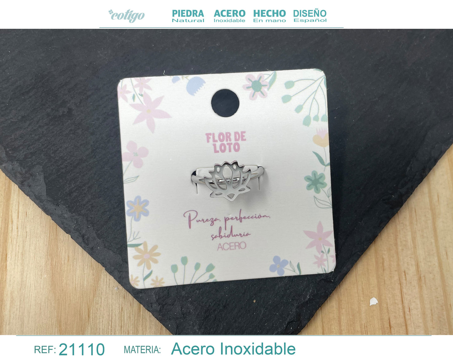 Anel FLOR DE LÓTUS Aço prateado