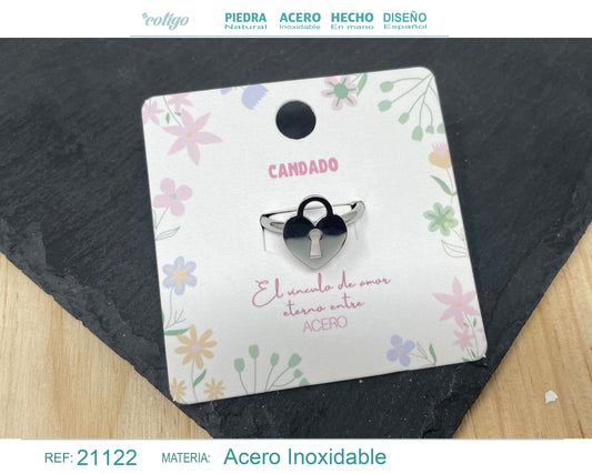 Anillo CANDADO Acero color Plateado
