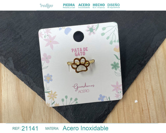 Anillo HUELLA DE GATO Acero color Dorado