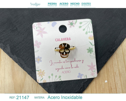 Anillo CALAVERA Acero color Dorado